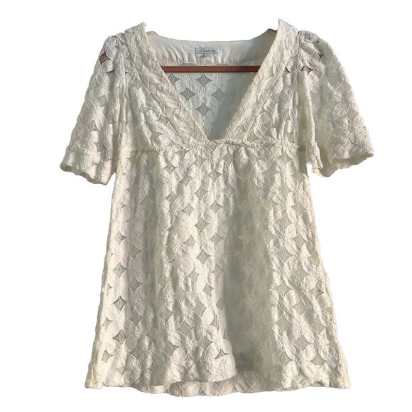 Shoshanna White Eyelet Lace Overlay Mini Dress Hoco Graduation Bridal Cute 70s - Picture 1 of 5